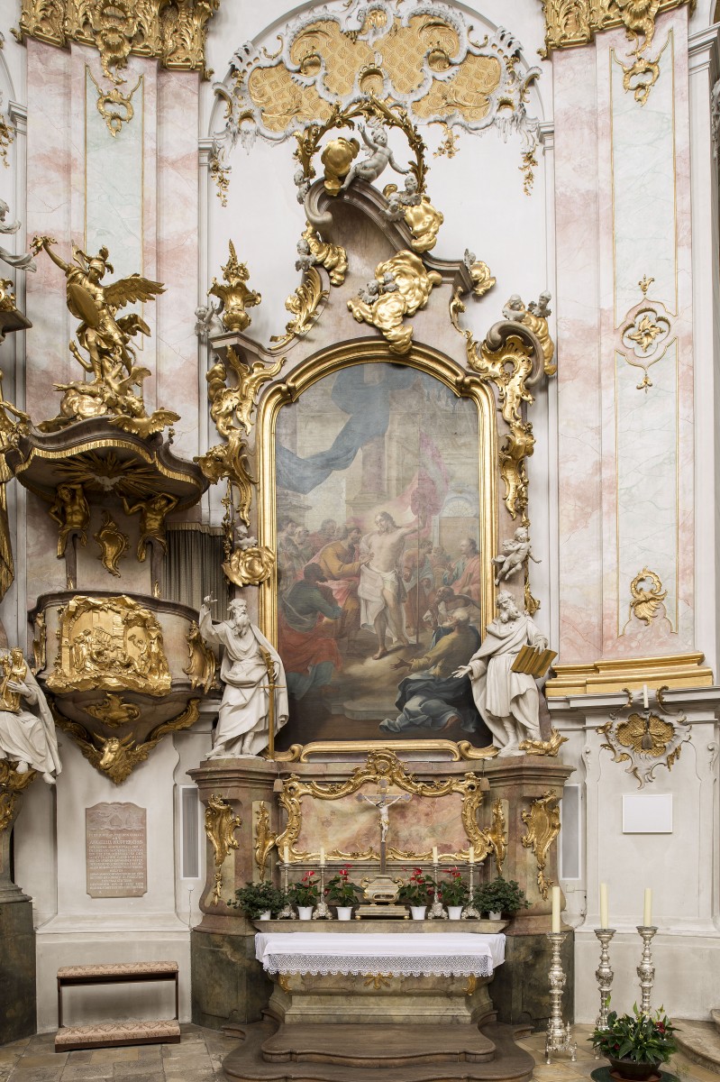 Left side altar of the apostles in the Benedictine Abbey, Parish and Pilgrimage Church in Ettal (Bavarian State Department of Monuments and Sites, photo by Michael Forstner, 2017)