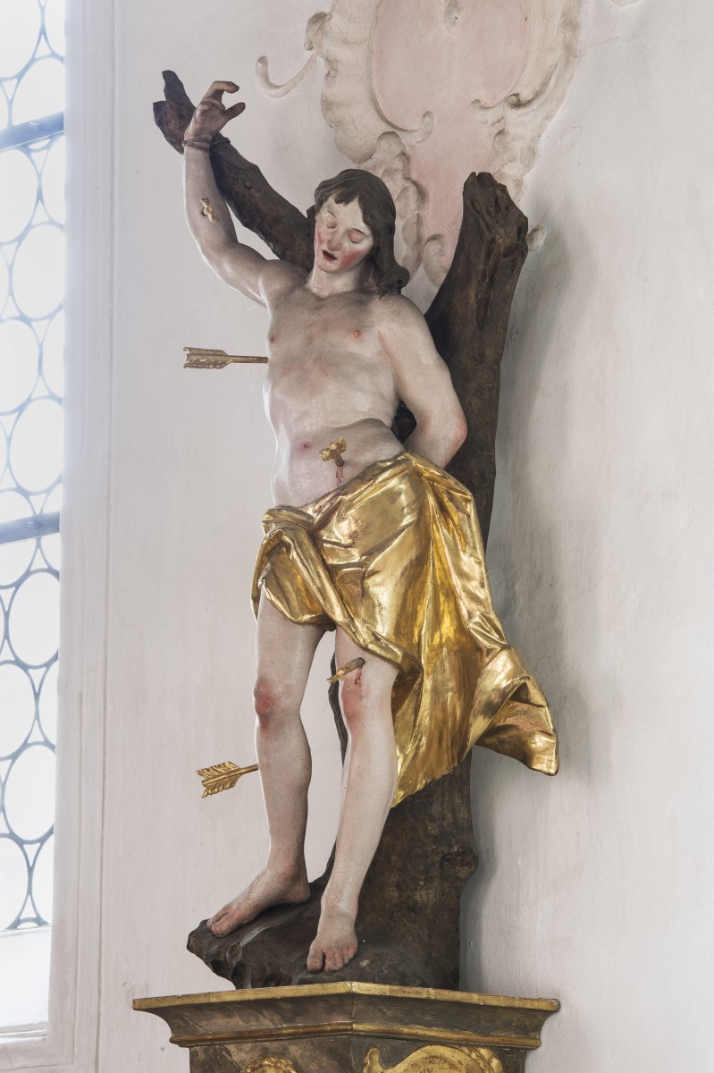 The sculpture of St Sebastian in the Marketchurch St Trinity, Grafing photo Bavarian State Department of Monuments and Sites Michael Forstner 12.2017