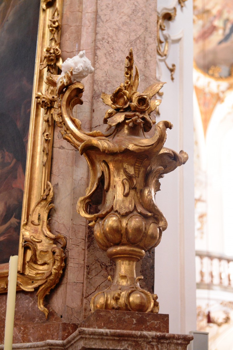 Right side altar of St Michael in the Benedictine Abbey and Pilgrimage Church of Sts Nicholas, Elisabeth and Mary in Andechs, detail (Bavarian State Department of Monuments and Sites, photo by Martin Mannewitz, 2018)